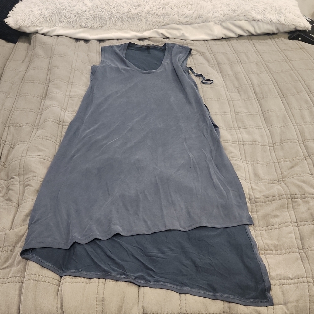 BCBGMaxAzria Blue-gray Asymmetrical Midi Dress Size M!